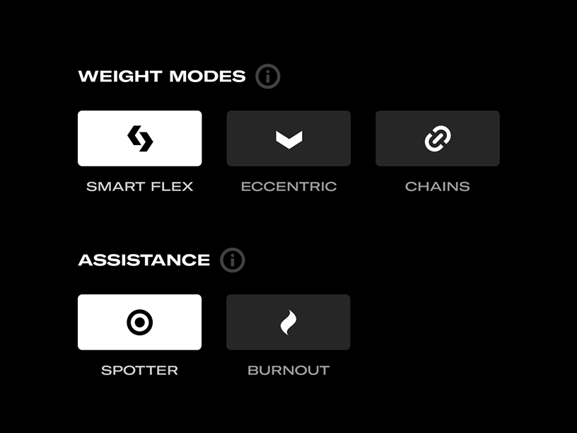 UI showing weight modes and assistance