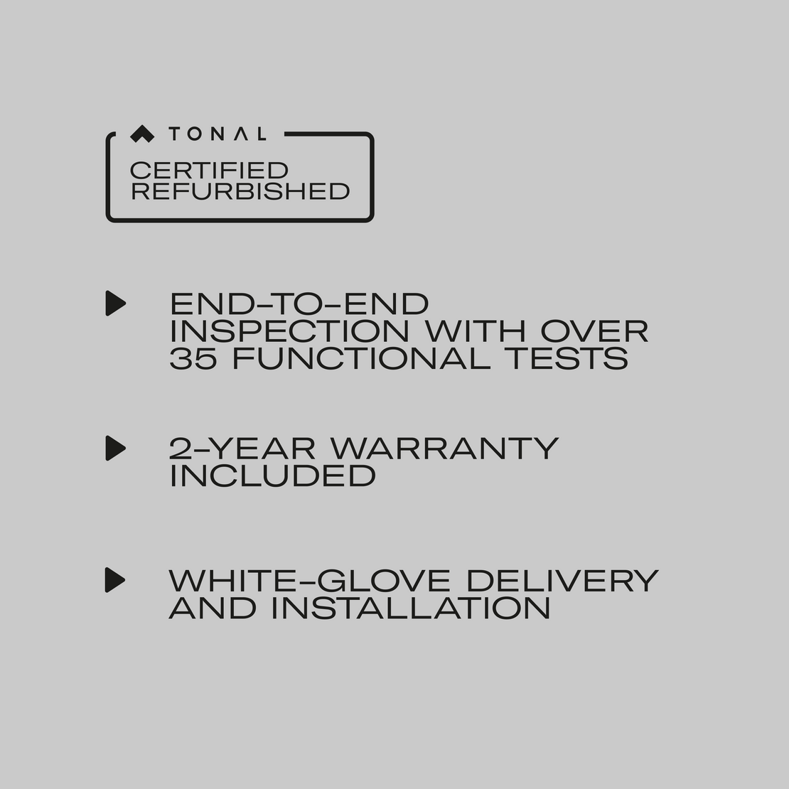 Certified refurbished product details on a gray background